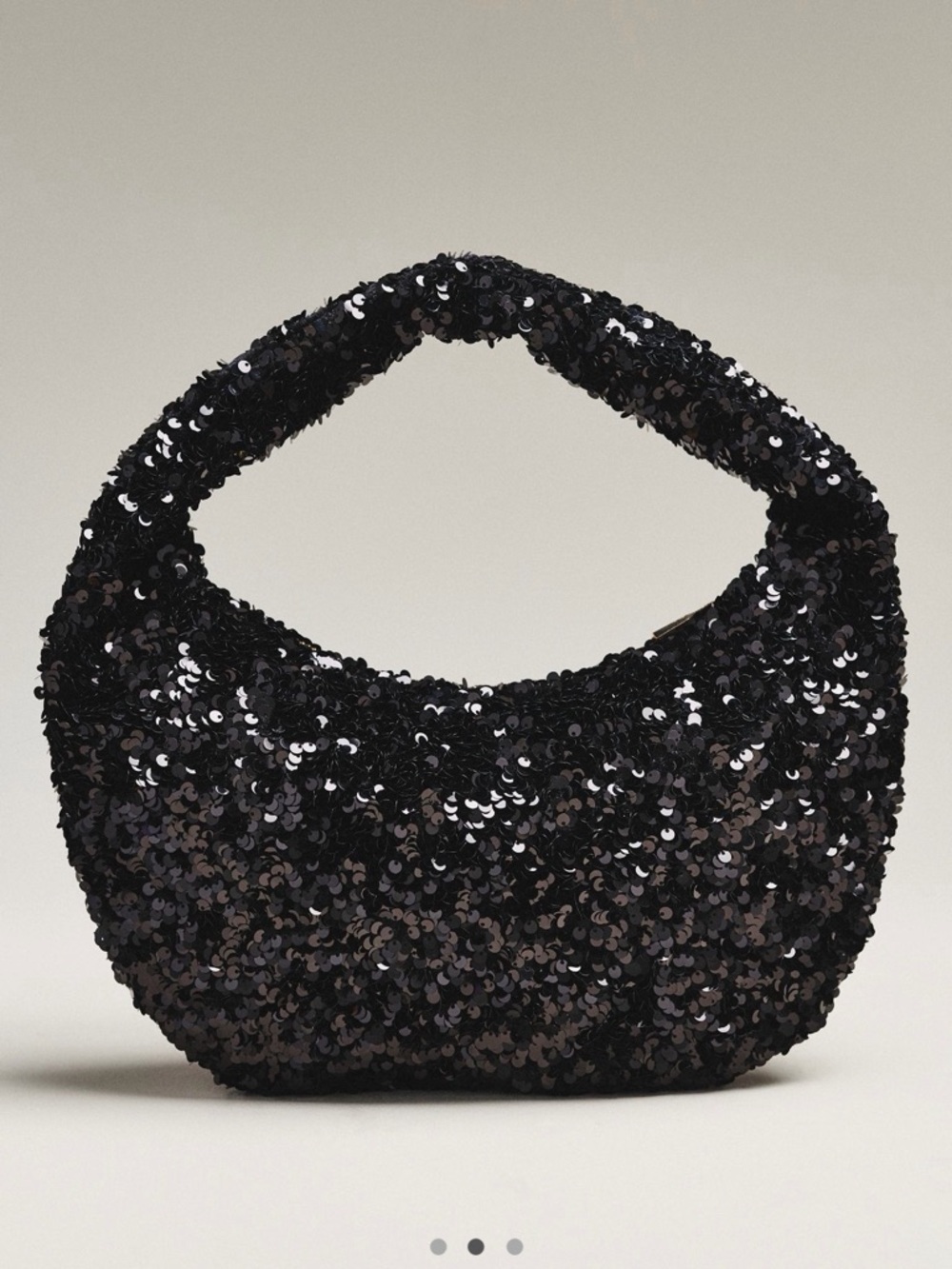 NWT new Anthropologie paillette sequin crescent bag black Shoulder purse - Picture 1 of 14